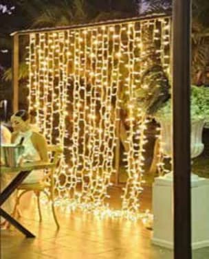 Arco con cortina de luces
